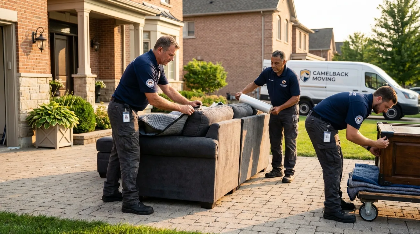 Large estate moving crew wrapping furniture in Great Falls, VA